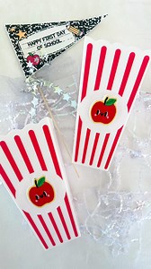 DollarTree find: popcorn container🍿 transformed into the cutest gift container for teachers 🍎 perfect for BTS I see these popcorn containers all the time at DollarTree and this time I knew I could transform them into the cutest containers for teacher gift Perfect for back to school gifts for kids too or to decorate a back to school breakfast table! These would be so cute for school staff and collegues too What I did: 1. I used nail polish remover (100% acetone) to remove the words in the middl