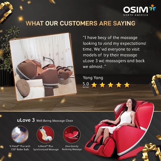 5.7K views | This Black Friday, discover why the OSIM uLove 3 Well-Being Massage Chair is a customer favorite!  With rave reviews and trusted by many, it’s the perfect way to elevate your wellness. Bring home the luxury of a personal spa at an incredible price!  Shop now before this Black Friday deal ends! visit our stores or https://www.osim.com.au #OSIMuLove3 #BlackFriday #WellnessAtHome #MassageChair #OSIMAustralia #OSIMNewZealand | OSIM Australia | Facebook
