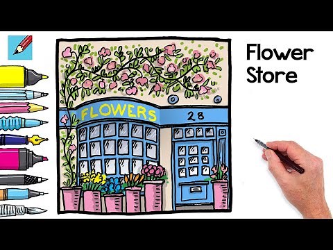 How to Draw a Flower Shop Real Easy