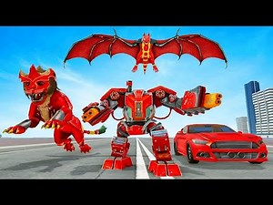 Lion Robot Car Game 2021 - Flying Bat Robot Game - Android Gameplay