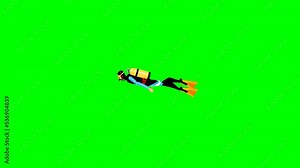 Diver swimming 2d animation in green screen background