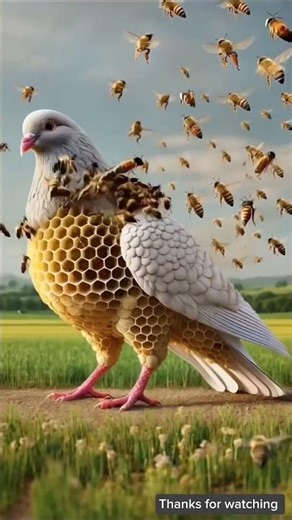 Pigeon Eats Honey from a Beehive | Angry Bees Attack the Pigeon 🐝