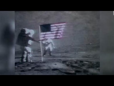 "APOLLO 17 - Dec. 11, 1972 - Planting the US flag on the moon"