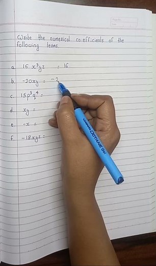 Write the numerical coefficient of the following terms.