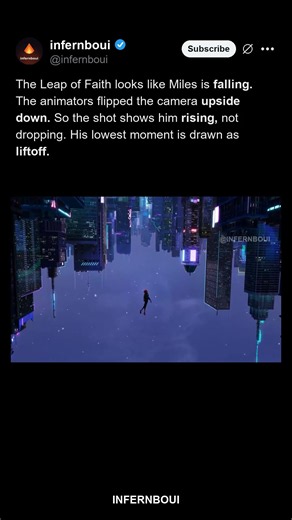 Into the Spider-Verse: the Leap of Faith shot is filmed upside down
