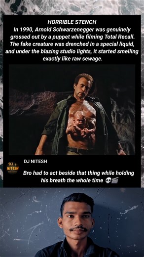 In 1990, Arnold Schwarzenegger was genuinely grossed out by a puppet while filming Total Recall.