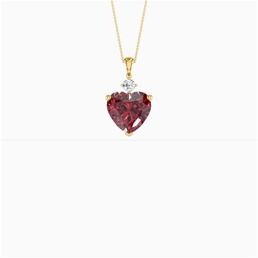 Heart Ruby Necklace 8mm Lab Grown Ruby Pendant With Moissanite, Two Stone Ruby Necklace, Romantic Gift for Her, July Birthstone - Etsy Australia