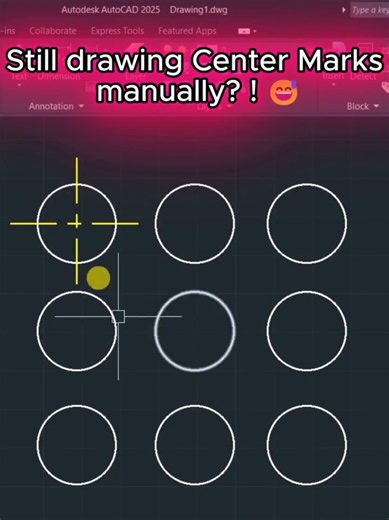 Why Draw Center Marks Manually? Use CM! 🔥 ليه ترسم Center Mark يدوي؟ استخدم CM وخلاص! 🔥 #autocad #cad #autocadtutorial #trending #bastawisycademy