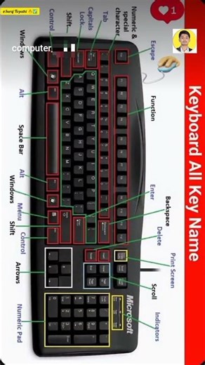 Keyboard All Key Names #keybord #windows #computereducation #computer #shortcutkeys #typing
