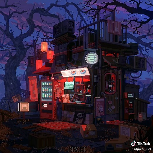 Chill Aesthetic Music & Purple Pixel Art