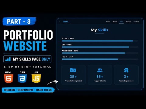 Modern Portfolio Website Part - 3 | Skills Section Design Tutorial !