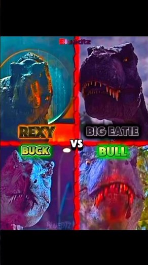 Rexy VS Big Eatie VS Buck VS Bull #jurassicworld