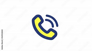 Animated outgoing call color ui icon. Dialling phone. Communication. Seamless loop HD video with alpha channel on transparent background. Simple filled line RGB pictogram animation