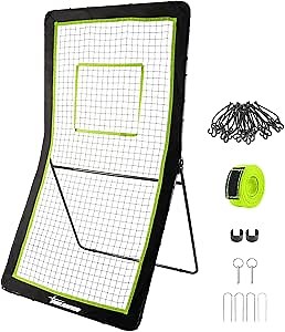 Lacrosse Rebounder, 4x7ft Lacrosse Rebound for Backyard, Volleyball Rebounder Net, 5 Adjustable Angles, Removable Target Net, Perfect for Lacrosse Volleyball Baseball Soccer.
