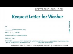 Request Letter for Washer - Sample Letter Requesting a Washer