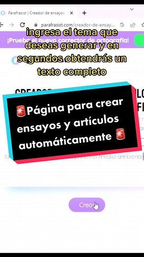 Página para crear ensayos, textos y artículos automáticamente ⏱️ Te dejamos el link en nuestro perfil ⬆️⬆️ #herramientasdigitales #paginasparaestudiantes #estudiantes #alumnosyprofesores #tarea #herramientasparaestudiantes #universidad #escuela #parafrasist