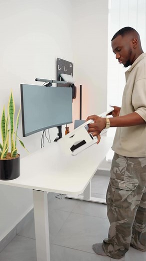 Modern Extended Monitor Riser with Vertical Laptop Stand