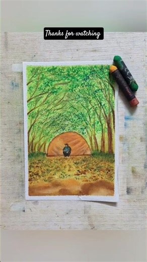 happy camping kk oil pastel drawing. #art #shorts #oilpasteldrawing #viralvideo