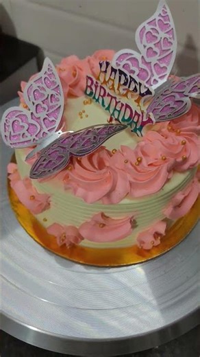 half kg pineapple cake design.. round shape cake design... pink colour cake design