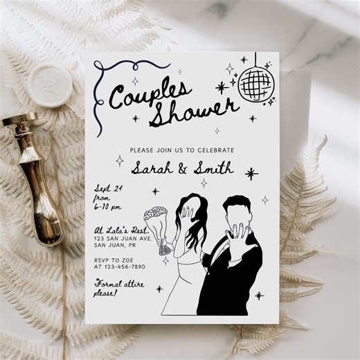 Couples Shower Invitation Template, Handwritten Shower Invitation, Engagement Party Invite Template, Modern Invite - Etsy