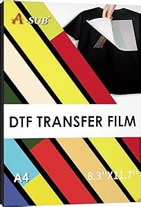 A-SUB DTF Transfer Film - 30 Sheets A4 DTF Film for Sumblimation or DTF Inkjet Printer, Double Sided Matte Direct to Film Transfer Paper for T Shirts and All Fabrics