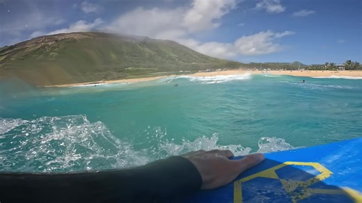Bodyboarding at Sandy Beach, Hawaii