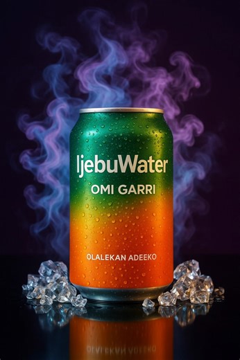Animate the can slowly rotating 360 degrees on a glossy black surface, revealing the full gradient design. As it spins, pastel-colored smoke swirls upward and ice crystals glisten subtly. Droplets on the can shimmer under moving light. Add a gentle hissing fizz and cool ambient sound. End with the can tilting slightly forward | Olalekan Adeeko