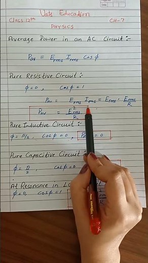 Average Power in an AC Circuit #physics #cbse #class12 #neet