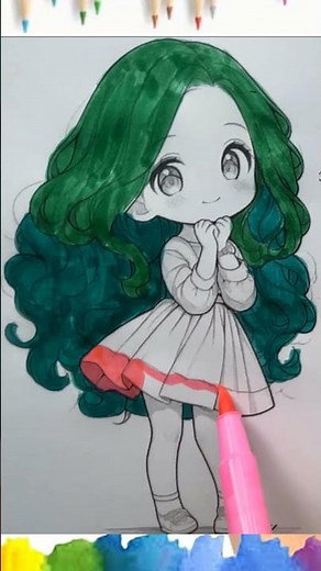 Tô màu búp bê kawaii dễ thương - How to Color Cute Kawaii #kawaii #coloring #cute #shorts