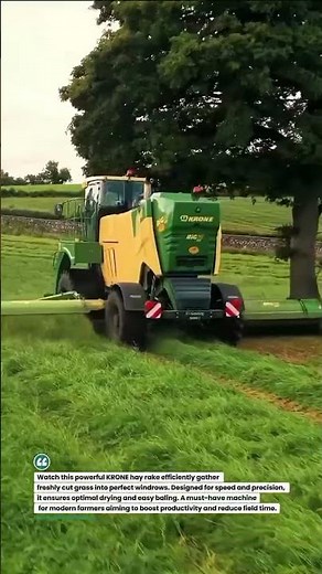 High-Speed Hay Raking Machine in Action #Farming #AgriTech #Tractor