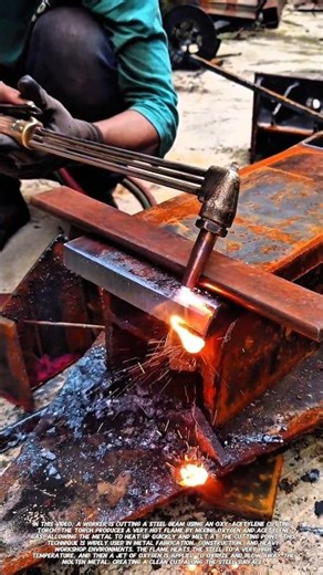 Powerful Metal Cutting Technique Using Oxy-Acetylene Torch.