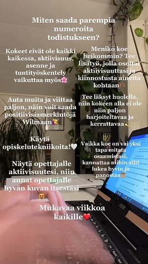 Mitä aineita sulla oli tänään?📚📝 🙋‍♀️: Äikkä, hissa ja terveystieto✨ #study #studytips #opiskelu #opiskeluvinkit #yläkoulu #koulu #aktiivisuus #todistus #🤍