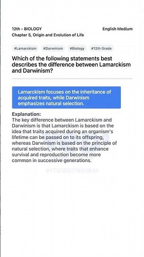 Lamarckism vs Darwinism Explained 12th Biology Chapter 5