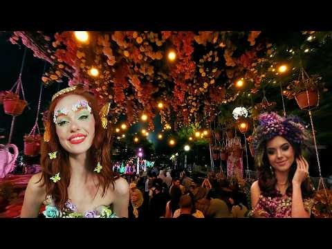 Uzbekistan at Night.🌷 Flower festival in Tashkent. Walking tour 4k