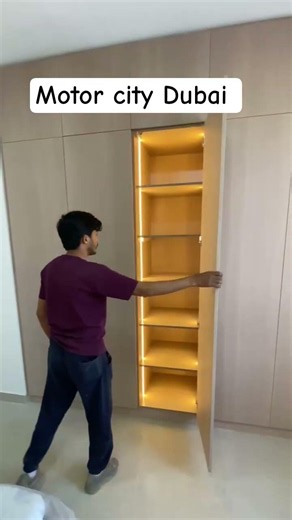 Modern Full Wall Wardrobe Design with Hidden LED Shelves | Luxury Bedroom Cupboard