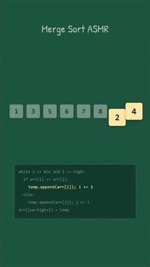 Oddly Satisfying ASMR Merge Sort 🎧 #short #dsa #codingasmr #mergesort