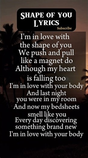 Shape of you Lyrics #music #song #lyrics #shorts