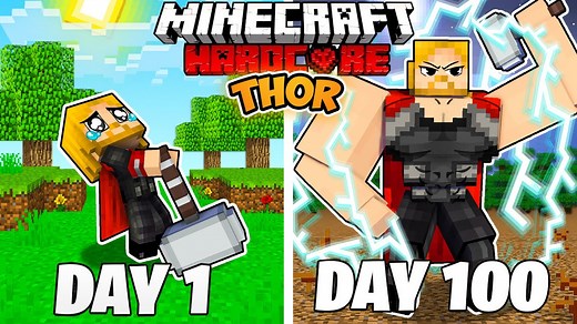 I Survived 100 DAYS as THOR in HARDCORE Minecraft! I explore the Minecraft OVERWORLD as THOR like never before! As Thor, I am the GOD of LIGHTNING, and my goal is to rebuild my home after it was destroyed! I'll need the help of many MARVEL characters such as ROCKET, GROOT, and even LOKI if I wish to stop the great evil ahead of me! #minecraft #minecraftpe #minecraftmemes #minecraftchallenge #gaming | Maizen