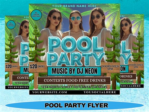 Pool Party Flyer | Summer Pool Party Invitation Flyer | Birthday Pool Party & Adult Pool Party | Social Media Flyer |editable Canva Template - Etsy