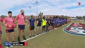 27K views · 594 reactions | Powerful scenes post-game as the Redtails and Storm players are joined by the Melbourne Football Club and Adelaide Football Club players to link arms and make a stand against violence in the community. #7AFL #AFLDeesCrows | 7AFL | Facebook