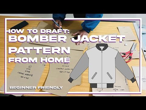 HOW TO DRAFT: Bomber Jacket Pattern (Printable PDF included) AT HOME. Beginner friendly tutorial