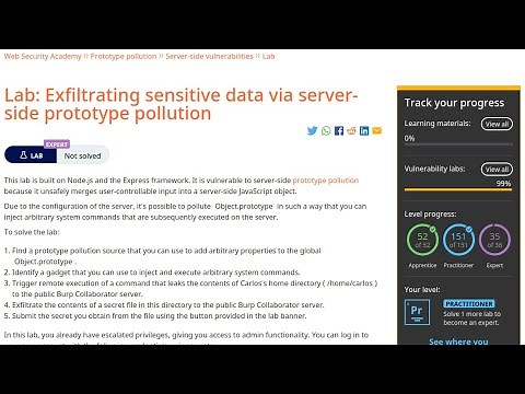 Web Security Academy | Prototype Pollution | 10 - Exfiltrating Sensitive Data Via Server-Side PP