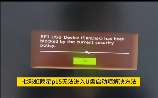【电脑】七彩虹隐星p15无法进入U盘启动项解决方法 EFI USB Device has been blocked by the current securit
