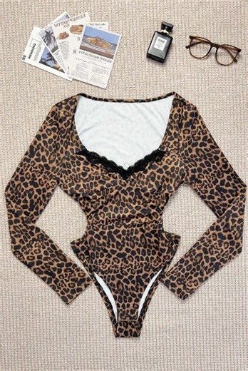 Obsessed with this Sexy Deep Leopard Print Lace Bodycon Dress. #fyp #ootd #LeopardJumpsuit #womenswear #tiktokholidayhaul