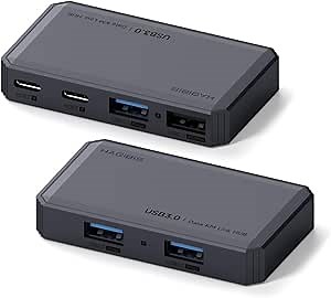 Hagibis USB Switch, Cross-System Transfer Data USB 3.0 Switcher 2 Computers Sharing USB C & A Devices, 5Gbps USB KM Selector for PC Laptop Printer Scanner Mouse Keyboard