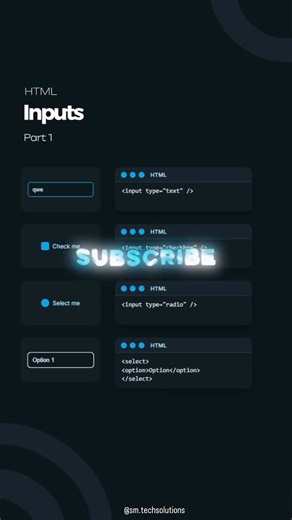 Website Developer on Instagram: "HTML Inputs #webdevelopment #fyp #explore #websitedesign #smtechsolutions"