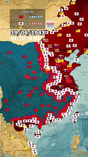 Sino-Japanese War (1937-1945) in 1 minute using Maps #china #ww2 #japan