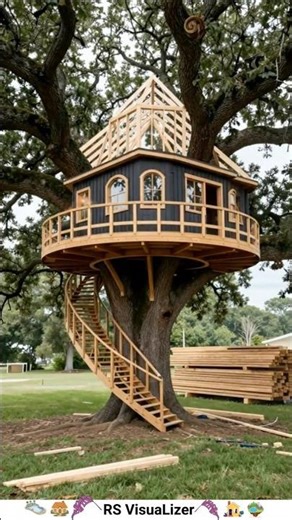 From Roots to Roof: The Ultimate Luxury Treehouse Build 🌳#short #beforeandafter #treehouse #relax