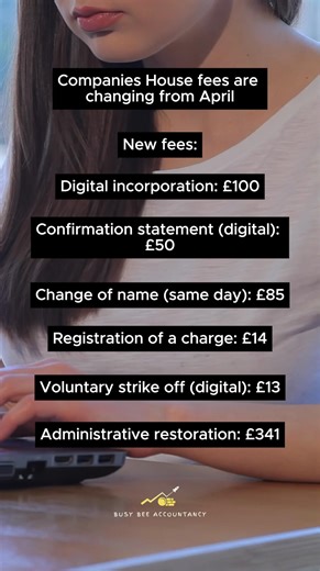 Companies House fees are changing – here’s what it means for you From 1 February 2026, Companies House fees are increasing across most services. Digital filing still remains cheaper than paper, but costs are going up either way. Key changes you should know: Company filings • Company incorporation (digital): £100 • Same-day incorporation: £156 • Confirmation statement (digital): £50 • Confirmation statement (paper): £110 • Change of name (same day): £85 • Registering a charge: £14 • Voluntary str