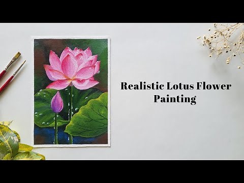 Realistic Lotus Flower Painting | Easy Acrylic Painting Tutorial Step-by-Step